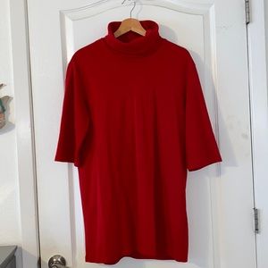 Red Turtle Neck Casual Dress